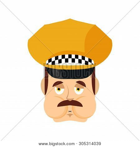 Taxi Driver Nausea Emoji. Cabbie Sick Emotions Avatar. Cabdriver Ill. Vector Illustration