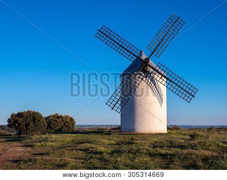 Molino De Vinuelas, A Region Near Guadalajara Photographed At Sunset With A Field Of Flowers In The 