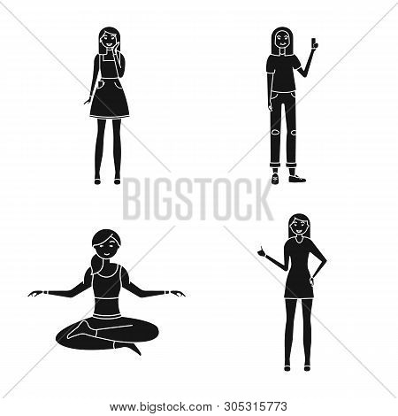 Vector Design Of Emotions And Female Logo. Set Of Emotions And Body Stock Vector Illustration.