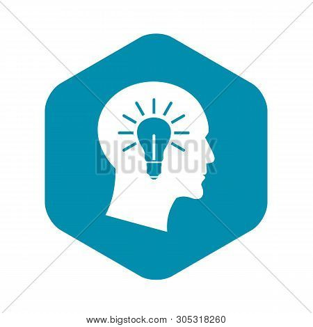 Light Bulb Inside Head Icon In Simple Style On A White Background Vector Illustration