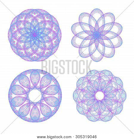 Set Of Colored Mandalas. The Ornament, A Circular Geometric Pattern, Spirogram. Oriental Pattern. Ve