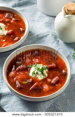 Homemade Russian Beet Borscht Soup