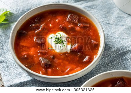 Homemade Russian Beet Borscht Soup