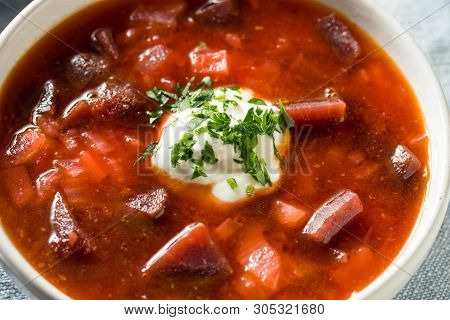 Homemade Russian Beet Borscht Soup