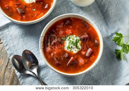Homemade Russian Beet Borscht Soup