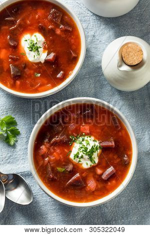 Homemade Russian Beet Borscht Soup