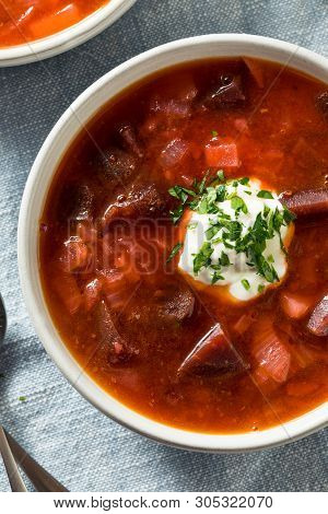 Homemade Russian Beet Borscht Soup