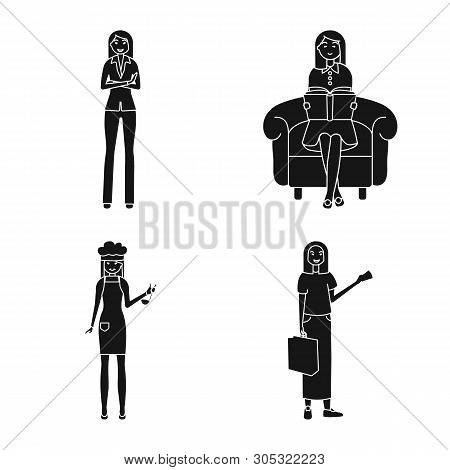 Vector Design Of Emotions And Female Logo. Set Of Emotions And Body Vector Icon For Stock.