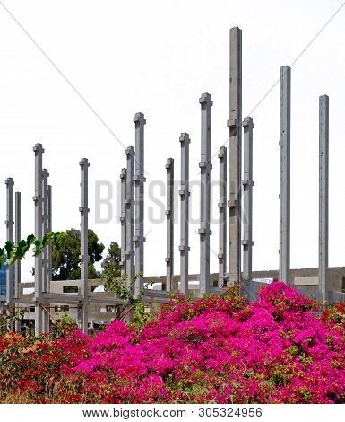 Construction Of The Frame Of An Industrial Building In The Technical Area Of The City Of Holon In Is
