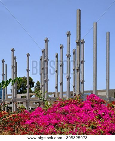 Construction Of The Frame Of An Industrial Building In The Technical Area Of The City Of Holon In Is