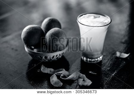 Ramadan Drink Or Ramazan Drink Also A Summer Drink On Wooden Surface I.e. Chikoo Shake Or Chikoo Fal