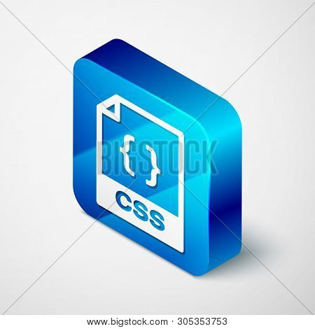 Isometric Css File Document Icon. Download Css Button Icon Isolated On White Background. Css File Sy