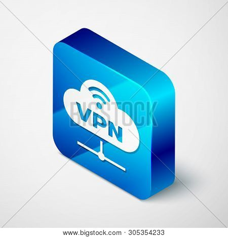 Isometric Vpn Network Cloud Connection Icon Isolated On White Background. Social Technology. Cloud C