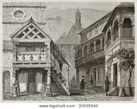 Oberkirch gamla Visa, Tyskland. Skapad av Stroobant, publicerade på Le Tour Du Monde, Paris, 1867