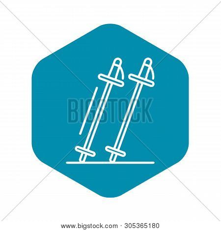 Ski Sticks Icon. Outline Ski Sticks Vector Icon For Web Design Isolated On White Background
