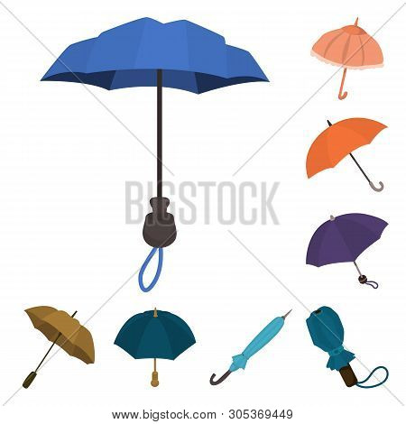 Isolated Object Of Umbrella And Rain Logo. Set Of Umbrella And Weather Stock Vector Illustration.