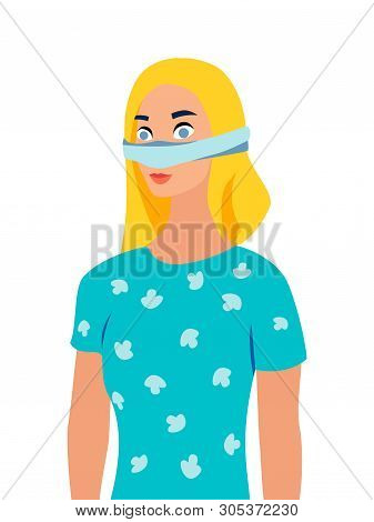 Rhinoplasty, Recovery Process After Surgery. In Minimalist Style Cartoon Flat Vector