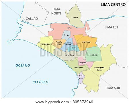 Lima Center Area Administrative And Political Map In Spanish Language