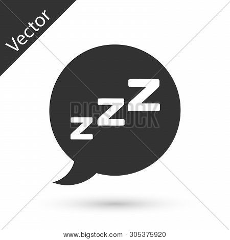 Grey Speech Bubble With Snoring Icon Isolated On White Background. Concept Of Sleeping, Insomnia, Al