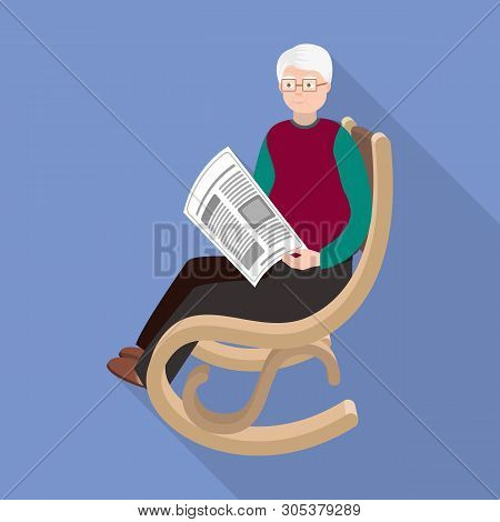 Vector Illustration Of Grandfather And Newspaper Sign. Collection Of Grandfather And Man Stock Vecto