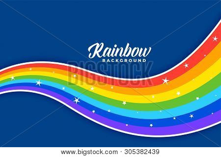 Wavy Colorful Rainbow Background Design Vector Illustration