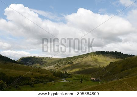 Mountain Landscape In The Vicinity Of The Village Of Generalka Altai Territory