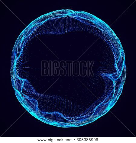 Futuristic Sphere Of Multiple Points. Abstract Wormhole. Illustration In Space Style. 3D Rendering.