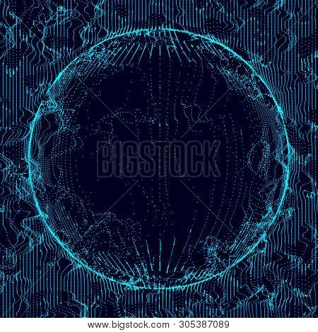 Futuristic Sphere Of Multiple Points. Abstract Wormhole. Illustration In Space Style. 3D Rendering.