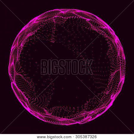 Futuristic Sphere Of Multiple Points. Abstract Wormhole. Illustration In Space Style. 3D Rendering.