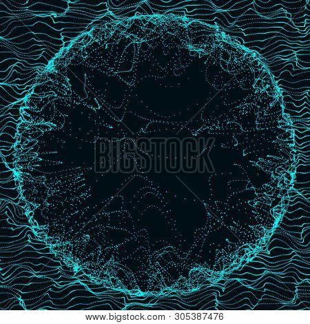 Futuristic Sphere Of Multiple Points. Abstract Wormhole. Illustration In Space Style. 3D Rendering.