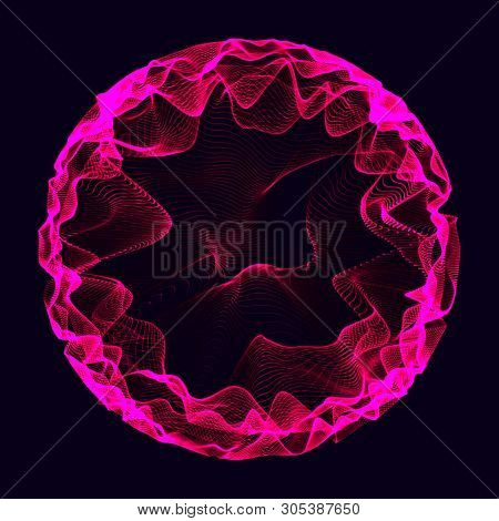 Futuristic Sphere Of Multiple Points. Abstract Wormhole. Illustration In Space Style. 3D Rendering.