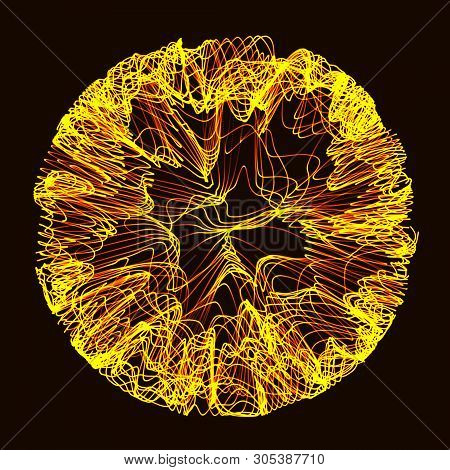 Futuristic Sphere Of Multiple Points. Abstract Wormhole. Illustration In Space Style. 3D Rendering.