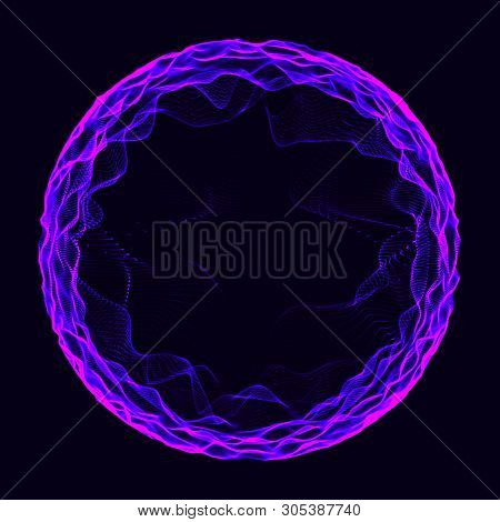 Futuristic Sphere Of Multiple Points. Abstract Wormhole. Illustration In Space Style. 3D Rendering.