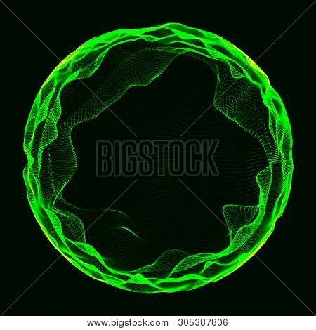 Futuristic Sphere Of Multiple Points. Abstract Wormhole. Illustration In Space Style. 3D Rendering.