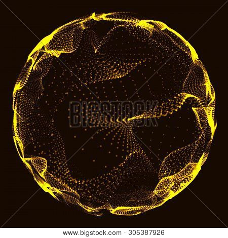 Futuristic Sphere Of Multiple Points. Abstract Wormhole. Illustration In Space Style. 3D Rendering.