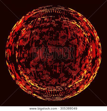 Futuristic Sphere Of Multiple Points. Abstract Wormhole. Illustration In Space Style. 3D Rendering.