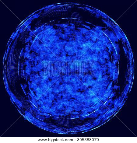 Futuristic Sphere Of Multiple Points. Abstract Wormhole. Illustration In Space Style. 3D Rendering.
