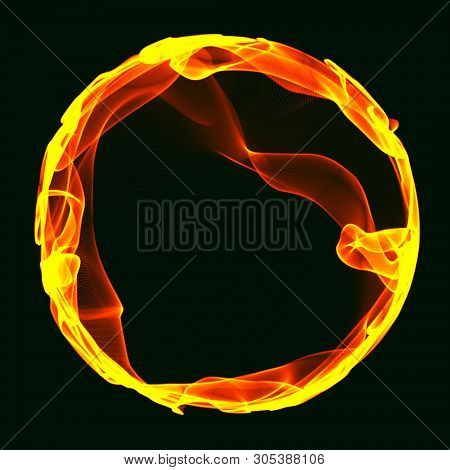 Futuristic Sphere Of Multiple Points. Abstract Wormhole. Illustration In Space Style. 3D Rendering.