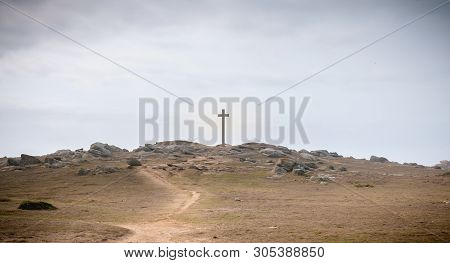 View Of The Wild Vegetation Of The Cross Of The Tip Of Chatelet On The Island Of Yeu