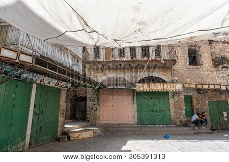Hebron, Palestina. June 07, 2013. Impression Of An Old Ruined Building In The Historic City Center O
