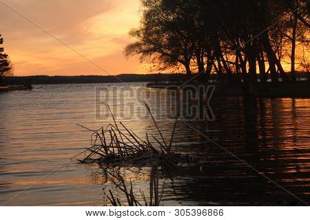 Lake Simcoe Inlet At Dusk At The Boat Launch