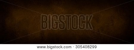 Dark Brown Background, Stone Texture. Long Banner Format For Web.