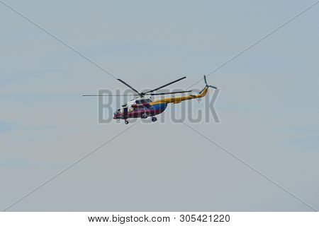 Langkawi, Malaysia - Mar 31, 2019. Mil Mi-17 Hip Malaysia - Fire And Rescue Services (m994-02) Flyin