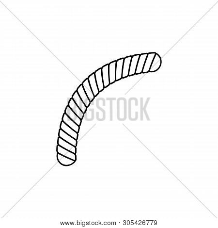 Simple Rounded Edge Part Of Twisted Rope, Black And White Line Illustration Of String Curve Of Short