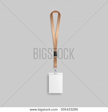 Lank Lanyard And Identity Or Security Badge , Mock Up 3d Vector Illustration.