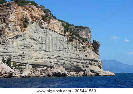 Rocks Off The Mediterranean Coast Between Kirish And Kemer In Turkey