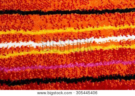 Chenille Carpet Background With Horizontal Colored Lines