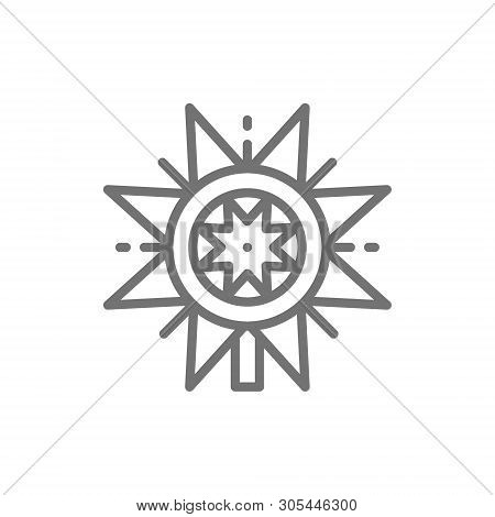 Vector Ukrainian Christmas Vertep Star Line Icon.