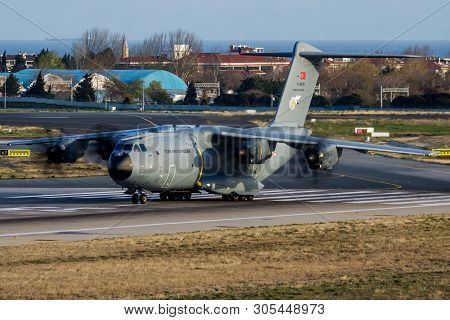 Istanbul / Turkey - March 28, 2019: Turkish Air Force Airbus Military A400m Atlas 17-0078 Military T