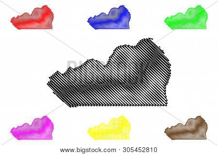 Cunene Province (provinces Of Angola, Republic Of Angola) Map Vector Illustration, Scribble Sketch C